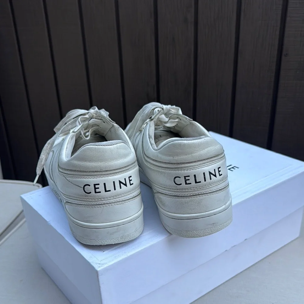 Celine Off-White Leather Low-Top Sneakers - Picture 3 of 9